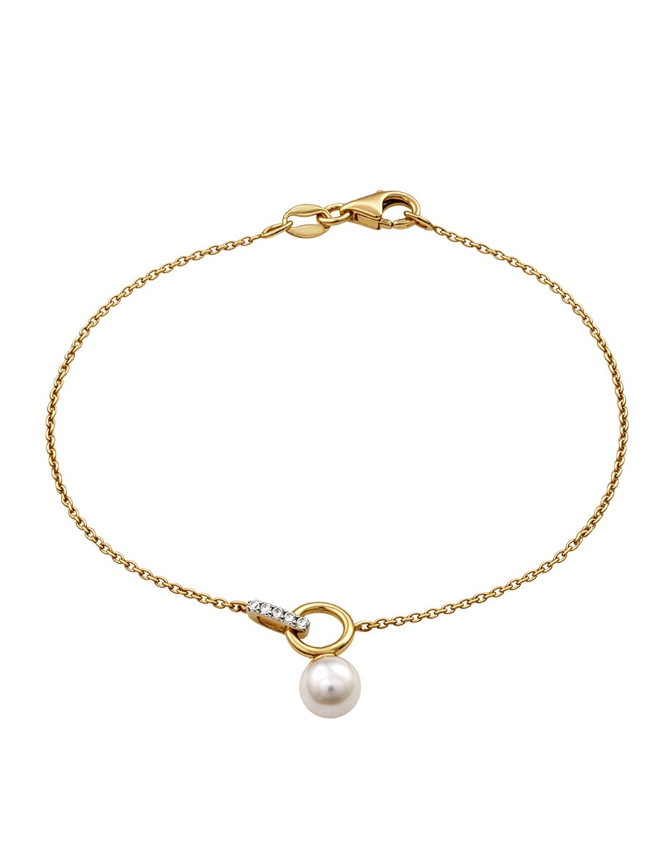 Pulsera MJJ Brilliant Inc de oro con perla 14 K acabado brillante