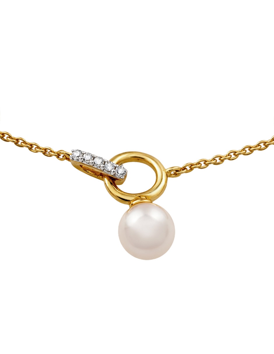 Pulsera MJJ Brilliant Inc de oro con perla 14 K acabado brillante