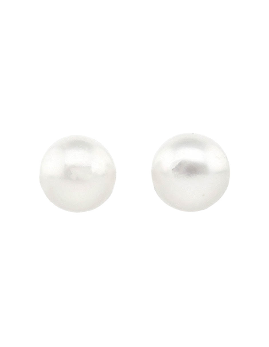 Aretes Cortos De Perla 14 K Acabado Cromado