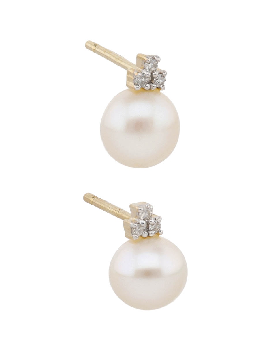Aretes Cortos De Perla Con Acabado Brillante 4