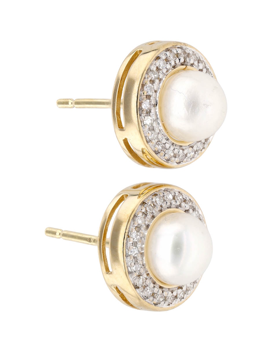Aretes Cortos De Perla Con Acabado Brillante 2