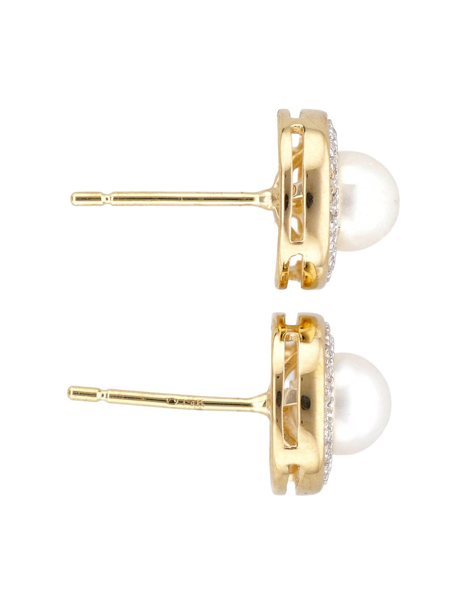 Aretes Cortos De Perla Con Acabado Brillante 3