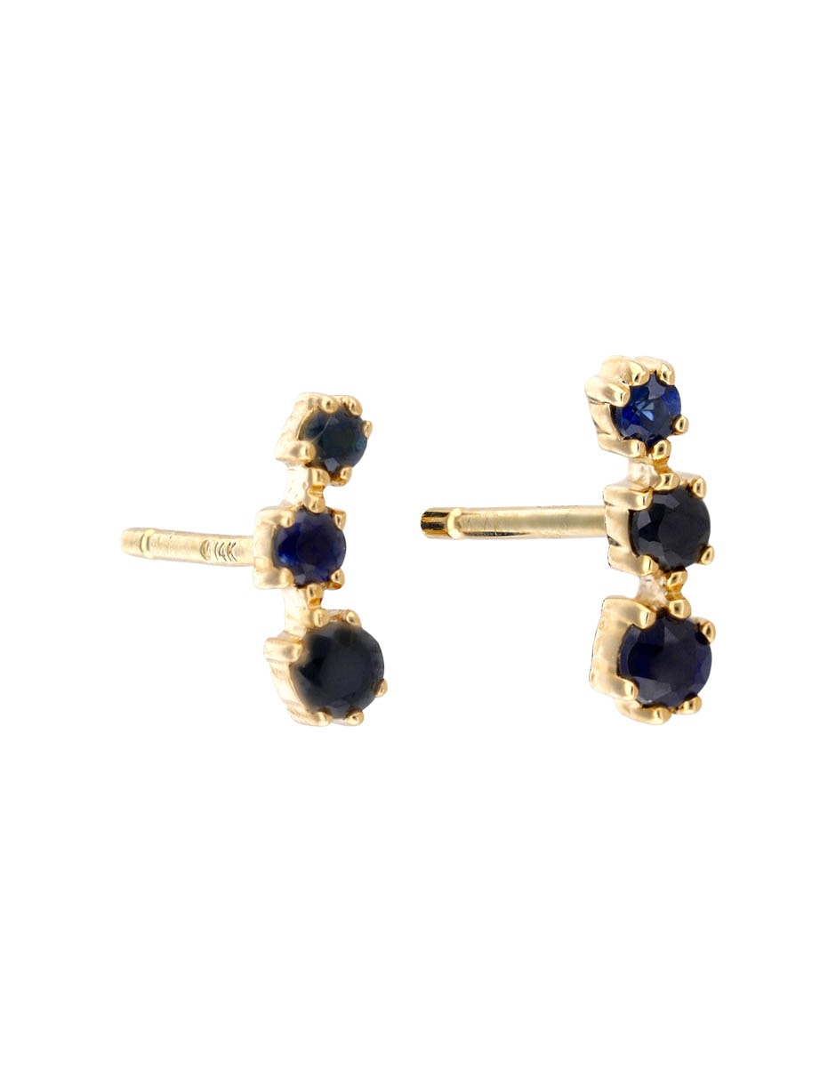 Aretes Cortos Con Acabado Brillante Zafiro 2
