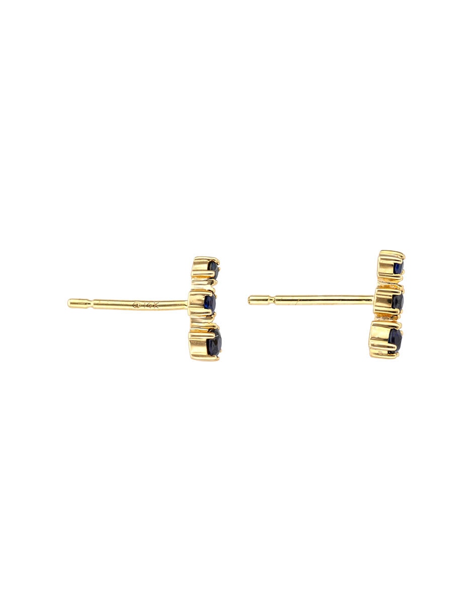 Aretes Cortos Con Acabado Brillante Zafiro 3