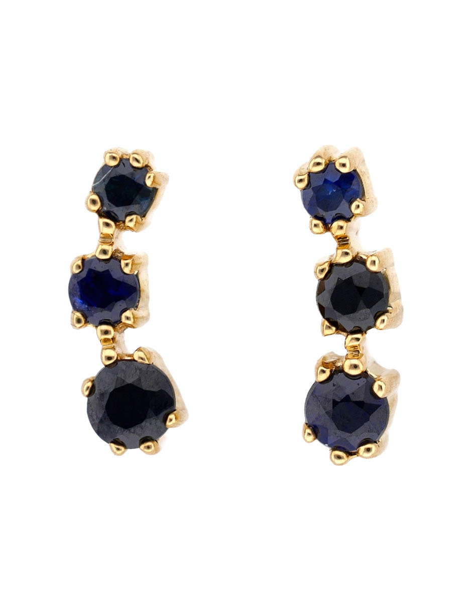 Aretes Cortos Con Acabado Brillante Zafiro