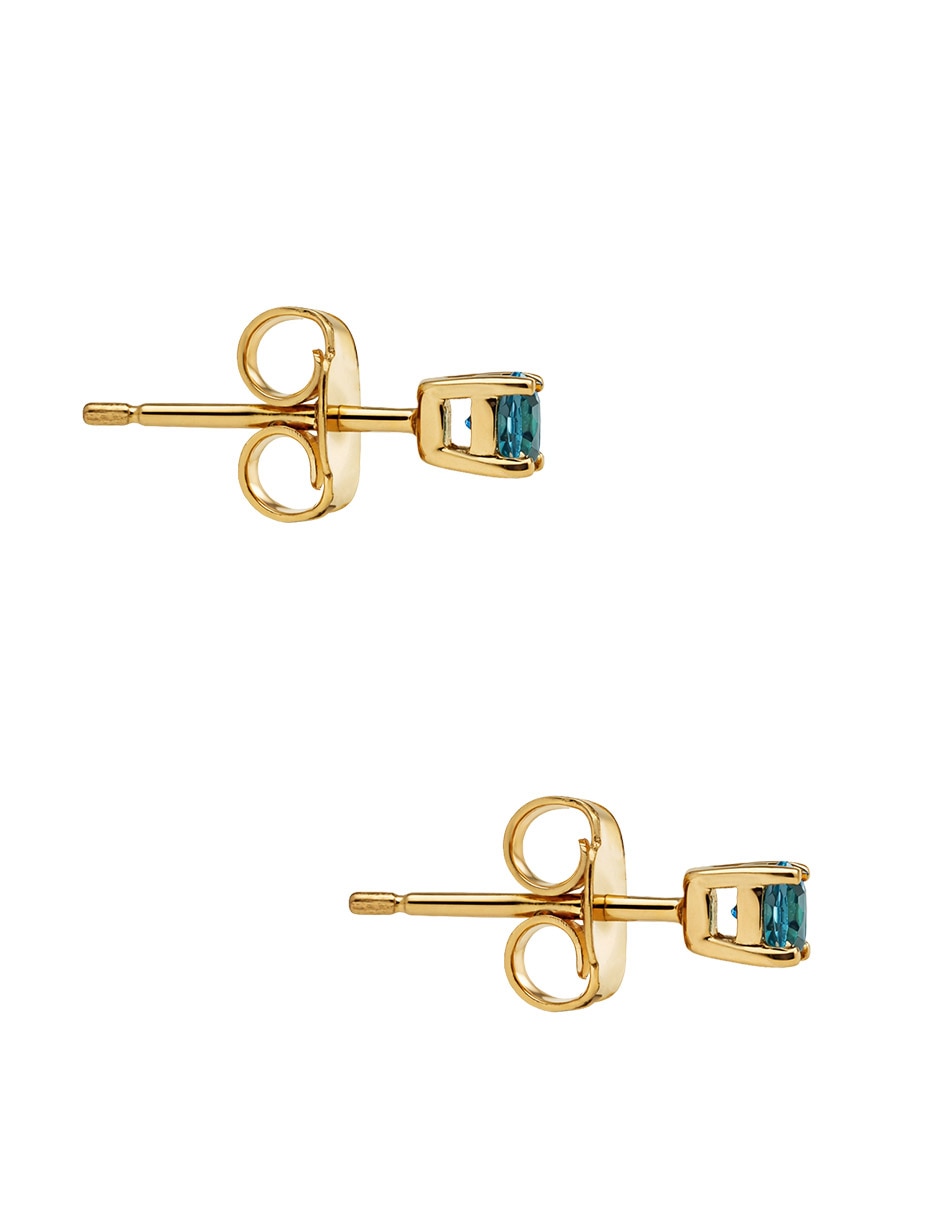 Aretes cortos Mjj Brilliant Inc de oro 14 K con acabado brillante Topacio Azul Londondres