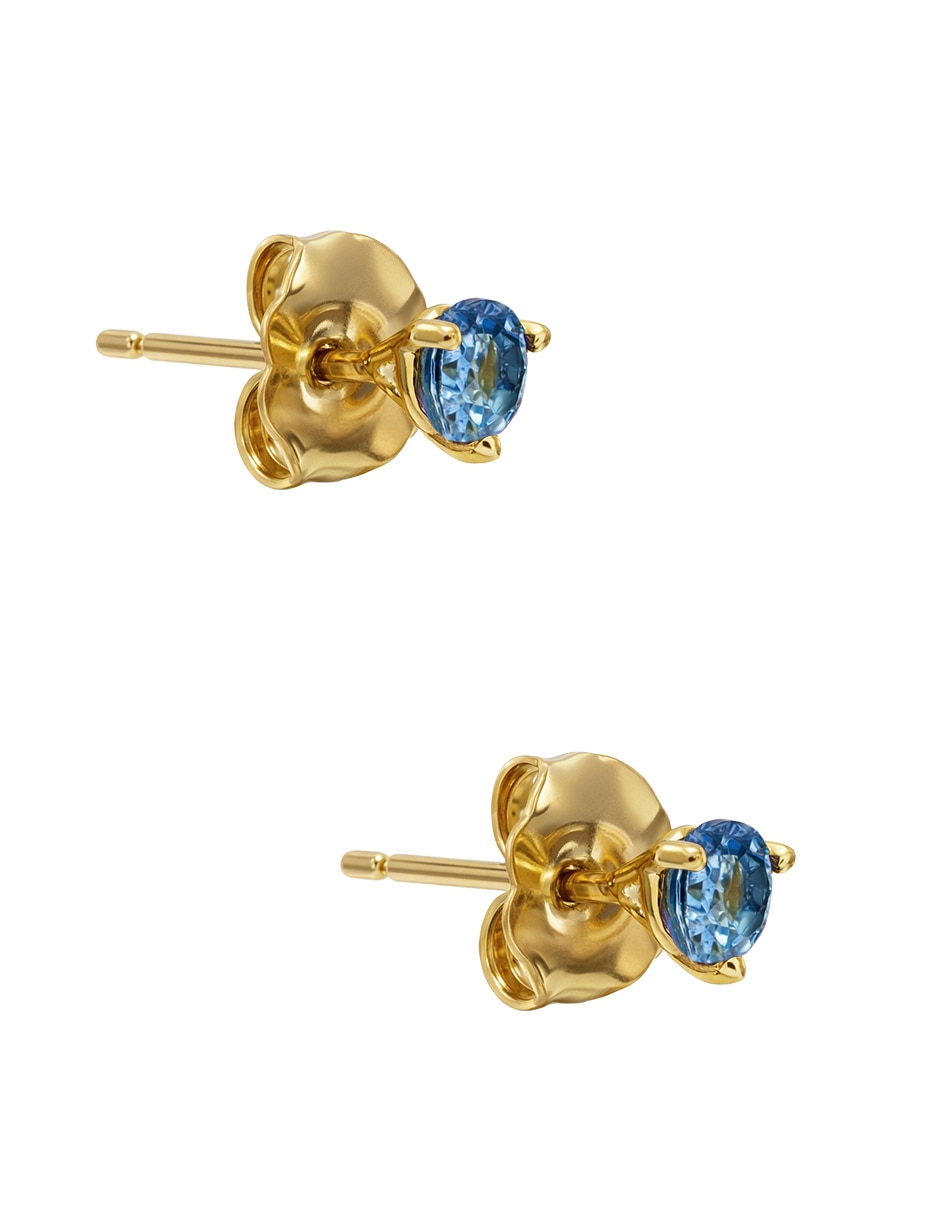 Aretes cortos Mjj Brilliant Inc de oro 14 K con acabado brillante topacio