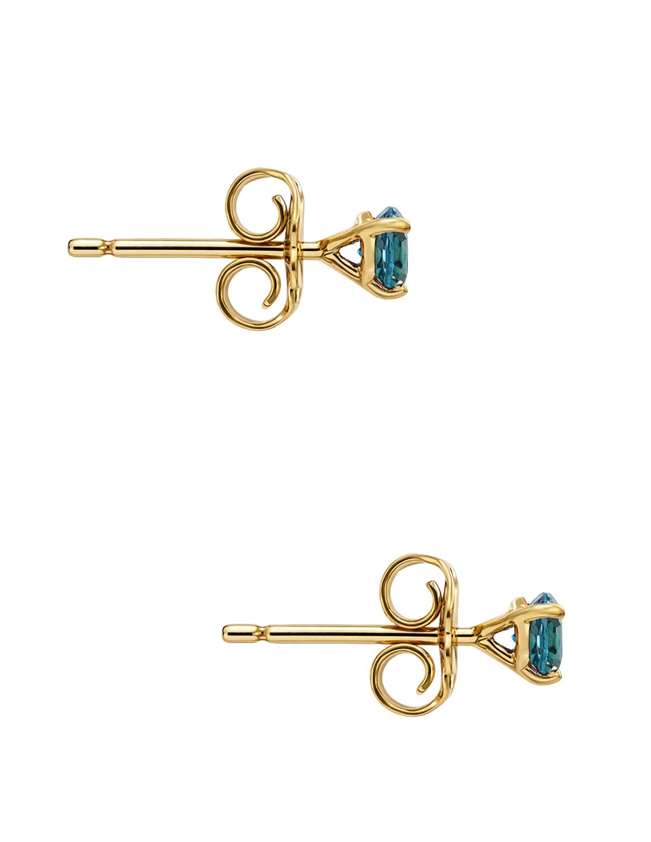 Aretes cortos Mjj Brilliant Inc de oro 14 K con acabado brillante topacio