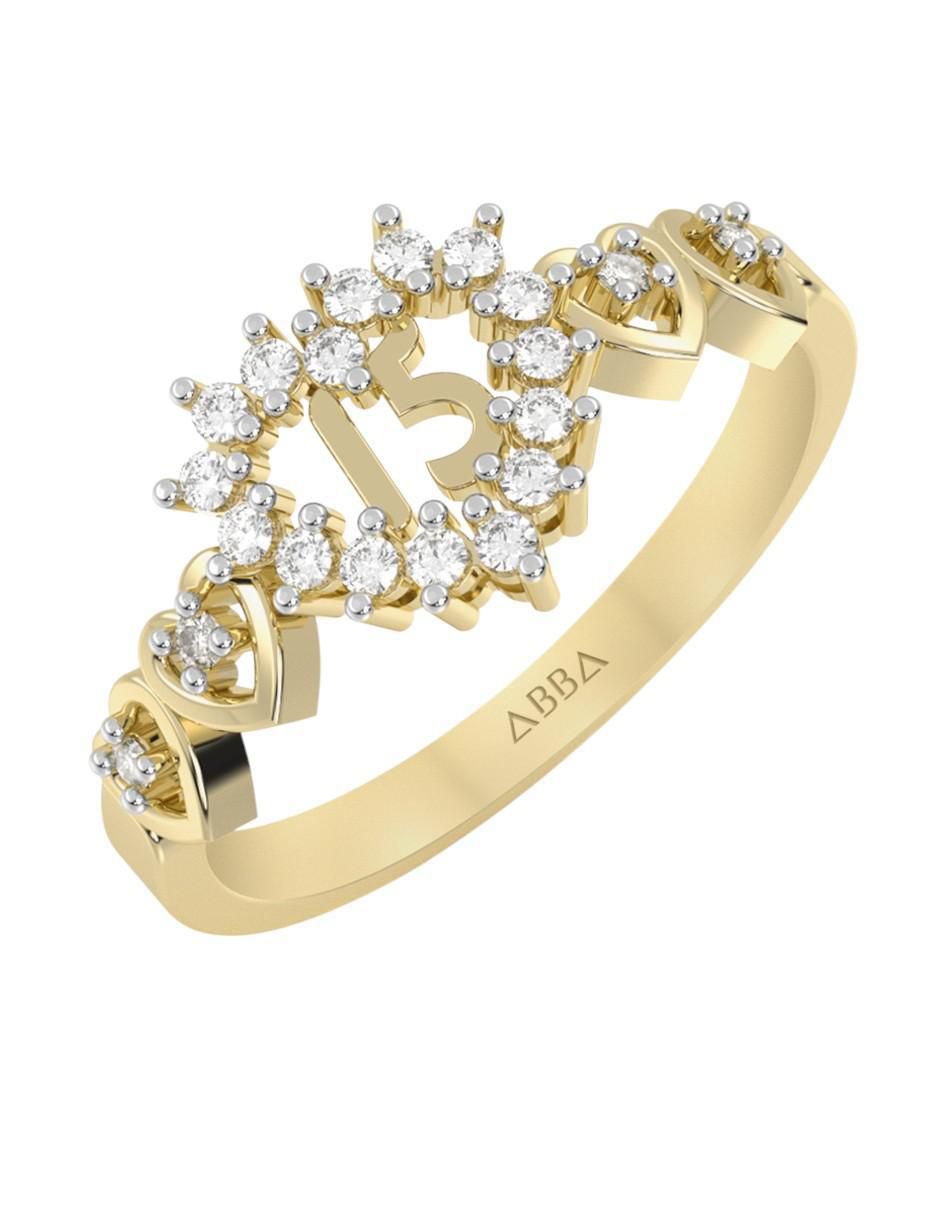 Anillo de corazón abba joyas 10 k de oro zirconia brillante