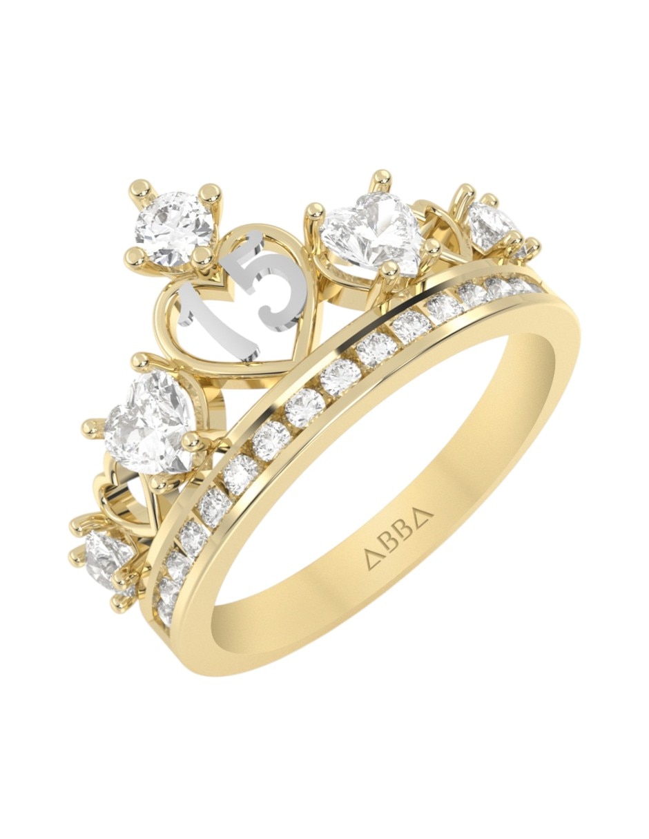 Anillo de corona abba joyas 10 k de oro zirconia brillante