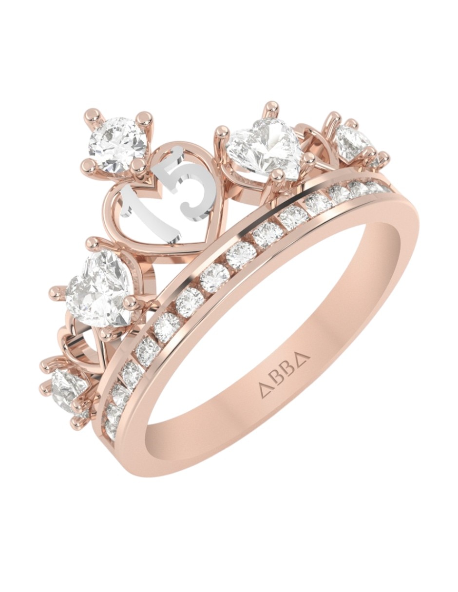 Anillo de corona 10 K de oro zirconia brillante 4