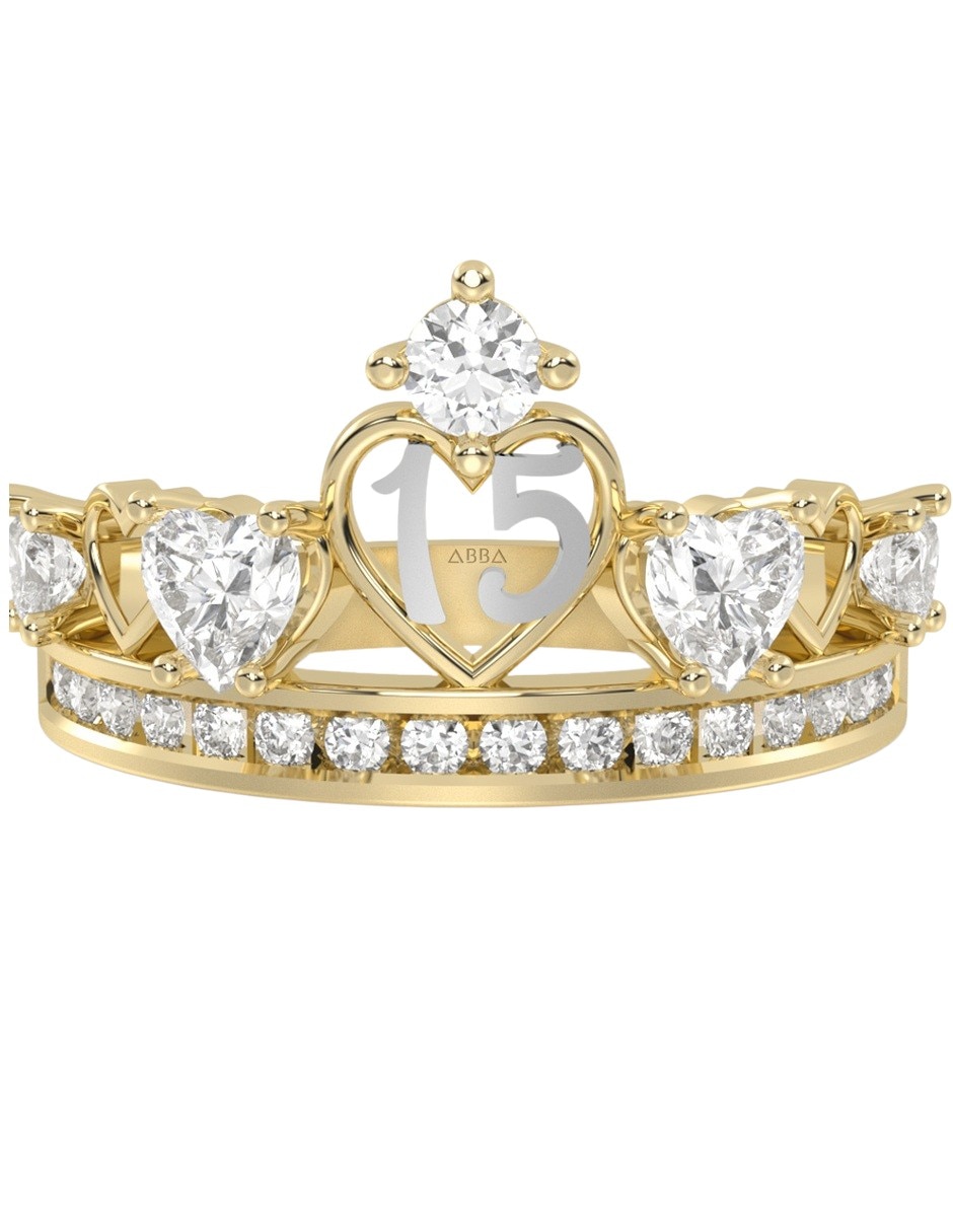Anillo de corona 14 K de oro zirconia brillante Anillo de corona 14 K de oro zirconia brillante