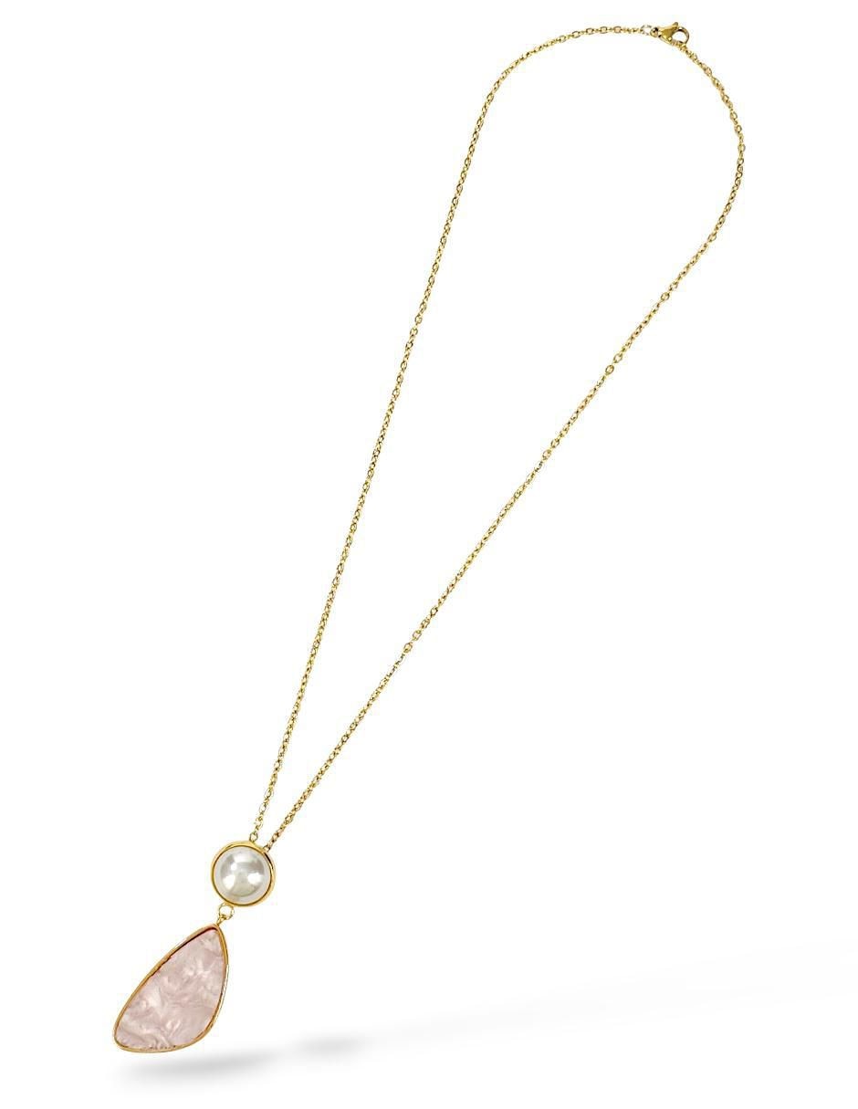 Collar, pulsera, anillo y aretes perla de cristal