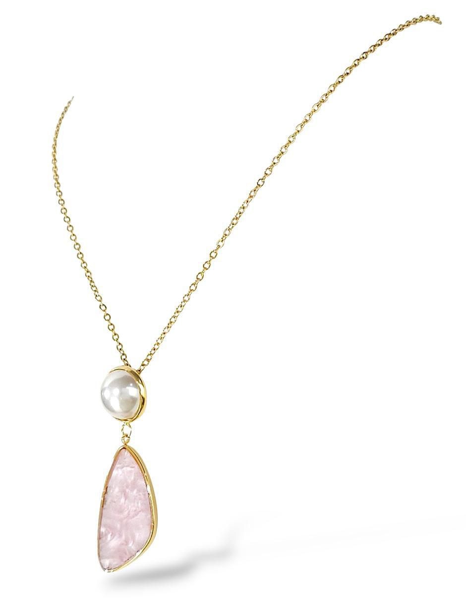 Collar, pulsera, anillo y aretes perla de cristal