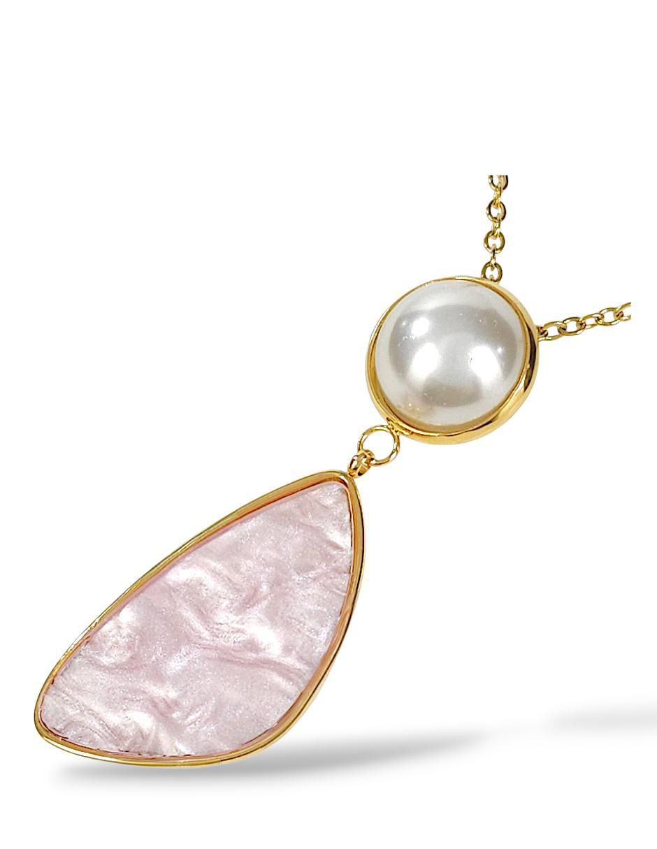 Collar, pulsera, anillo y aretes perla de cristal