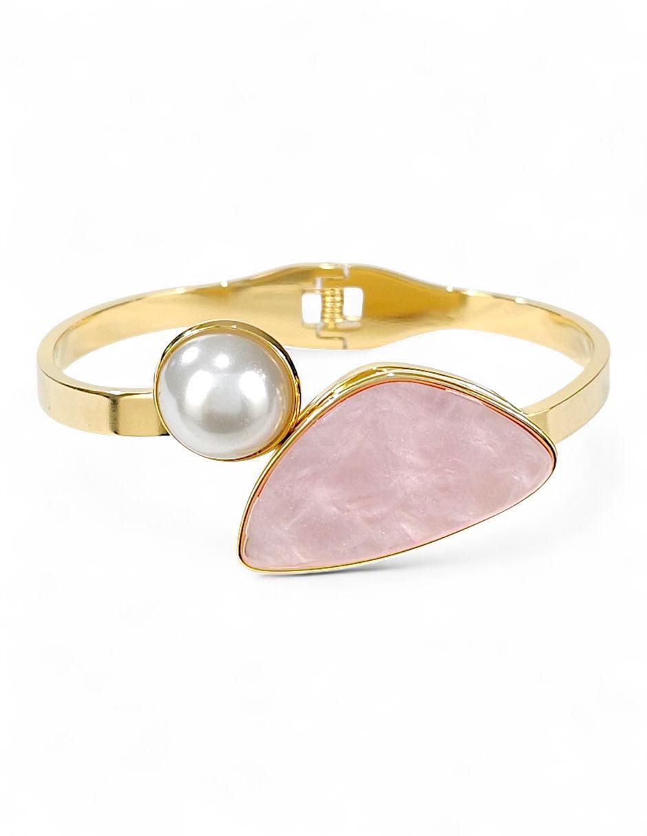 Collar, pulsera, anillo y aretes perla de cristal 5