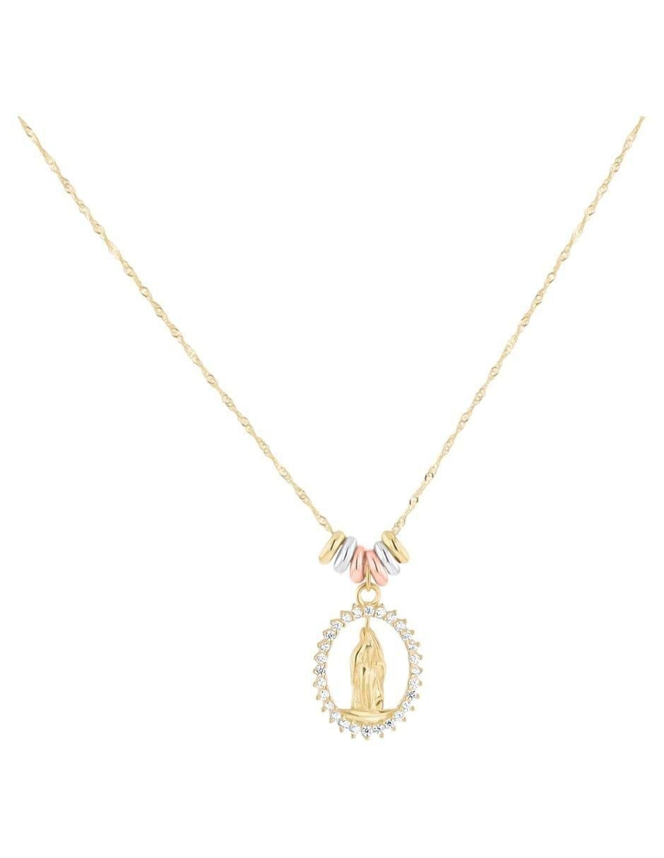 Gargantilla Virgen de Guadalupe de oro florentino 14 K