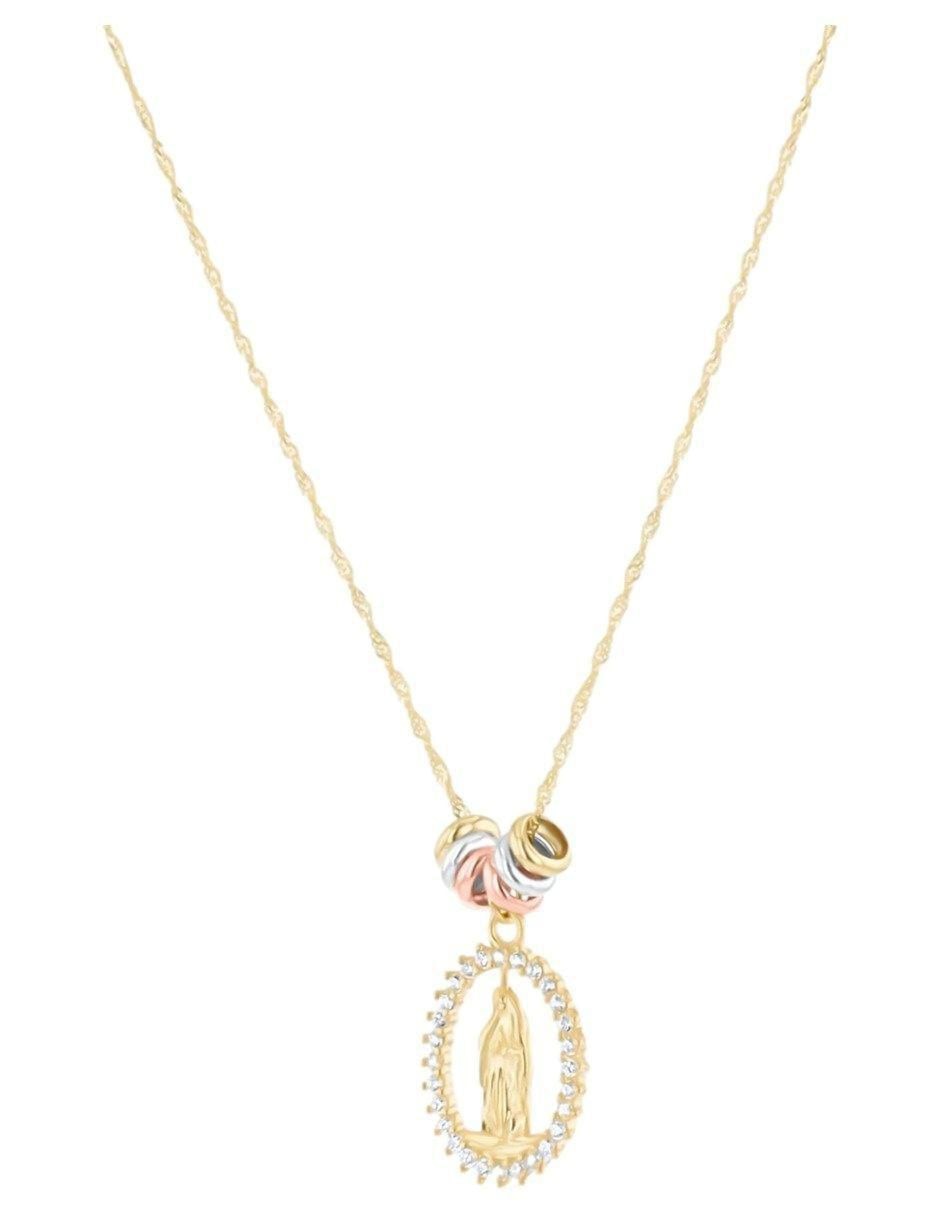 Gargantilla Virgen de Guadalupe de oro florentino 14 K