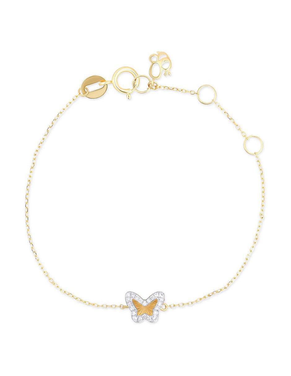 Pulsera de oro amarillo con diamante 14 k con acabado brillante Pulsera de oro amarillo con diamante 14 k con acabado brillante