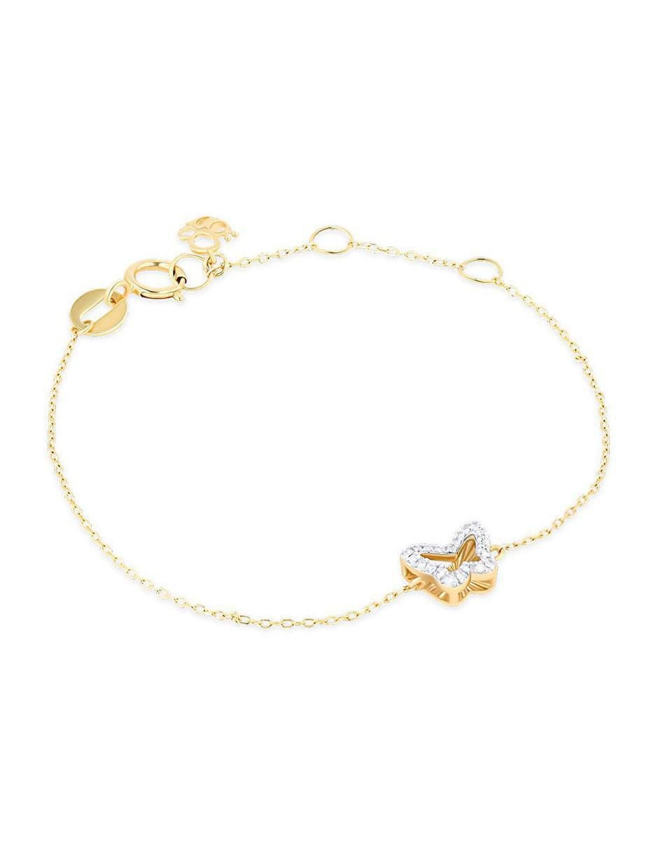 Pulsera de oro amarillo con diamante 14 k con acabado brillante 4