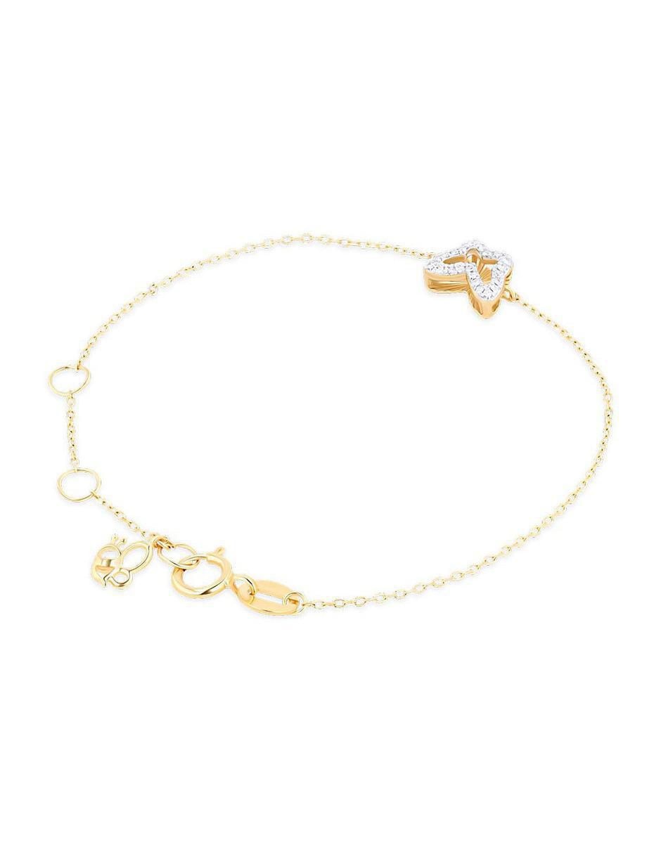 Pulsera de oro amarillo con diamante 14 k con acabado brillante 3