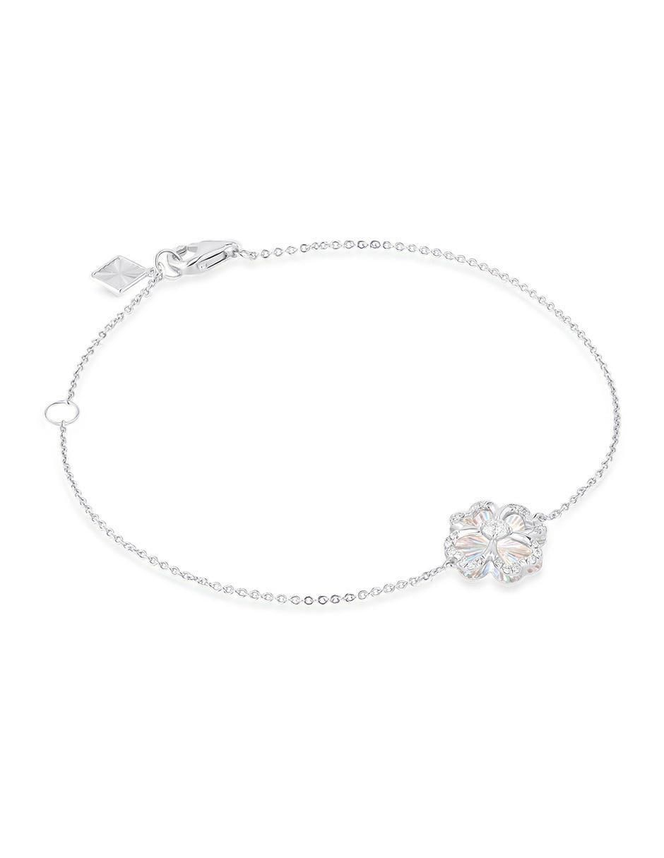 Pulsera de oro blanco con diamante 14 k con acabado brillante 4