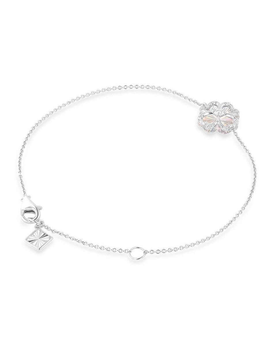 Pulsera de oro blanco con diamante 14 k con acabado brillante 3