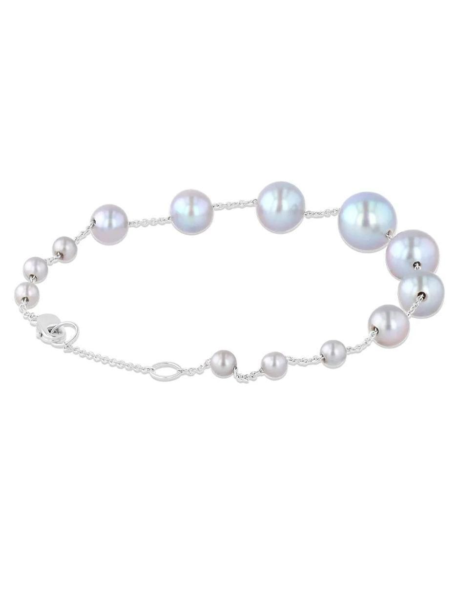 Pulsera de oro blanco con perla 14 k con acabado brillante 4