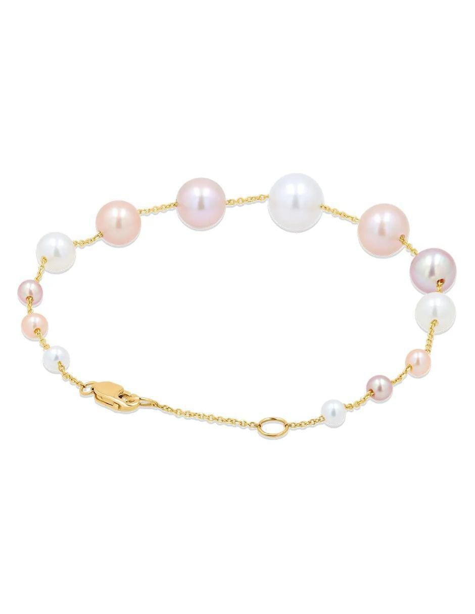 Pulsera de oro amarillo con perla 14 K acabado brillante 2