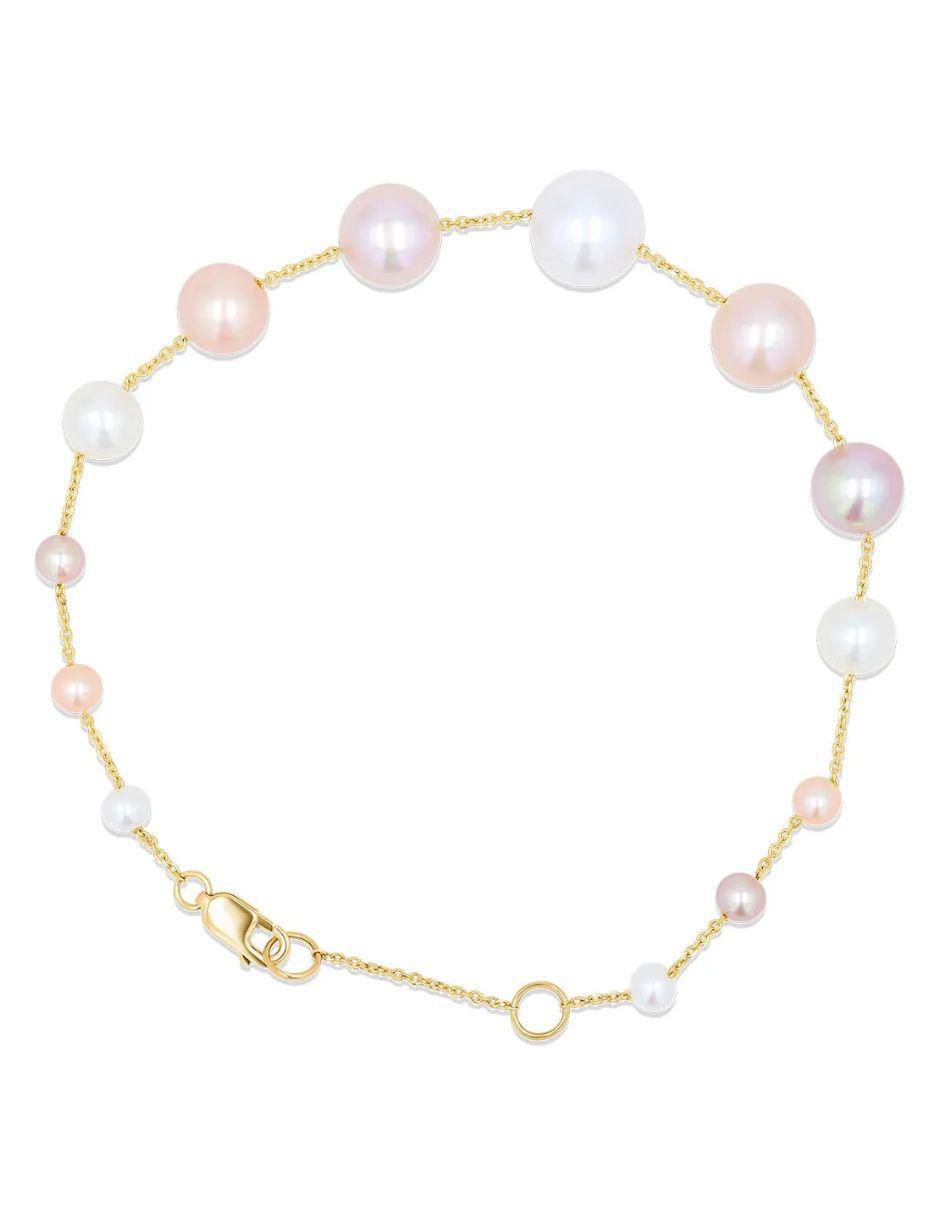 Pulsera de oro amarillo con perla 14 K acabado brillante 3