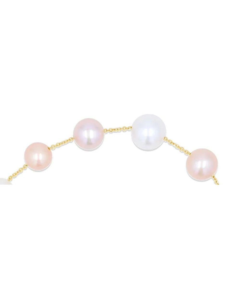 Pulsera de oro amarillo con perla 14 K acabado brillante 4