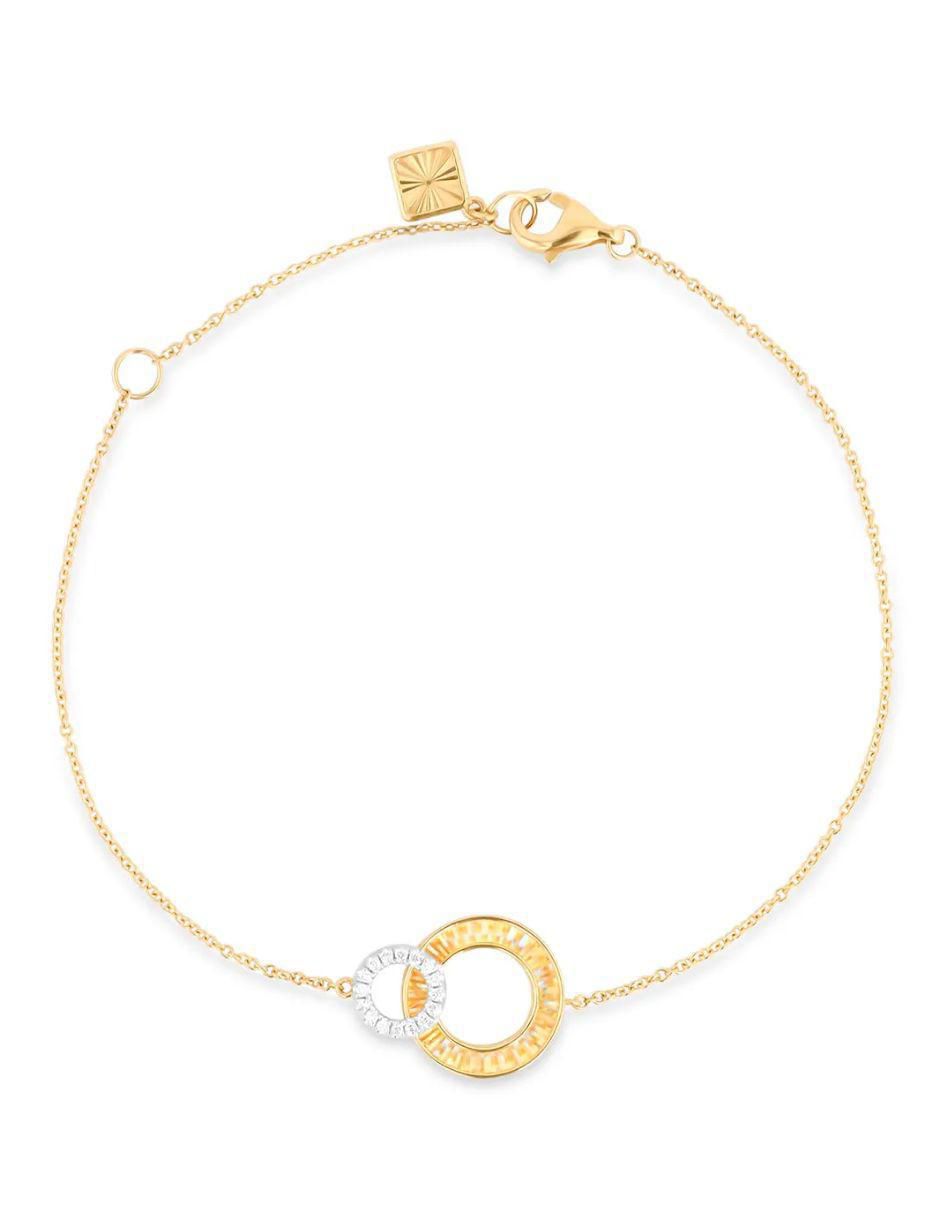 Pulsera de oro amarillo con diamante 14 k con acabado brillante