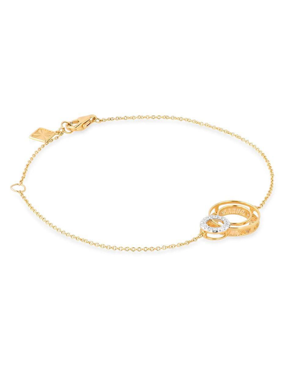 Pulsera de oro amarillo con diamante 14 k con acabado brillante 4