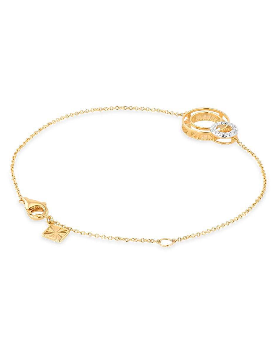 Pulsera de oro amarillo con diamante 14 k con acabado brillante 3