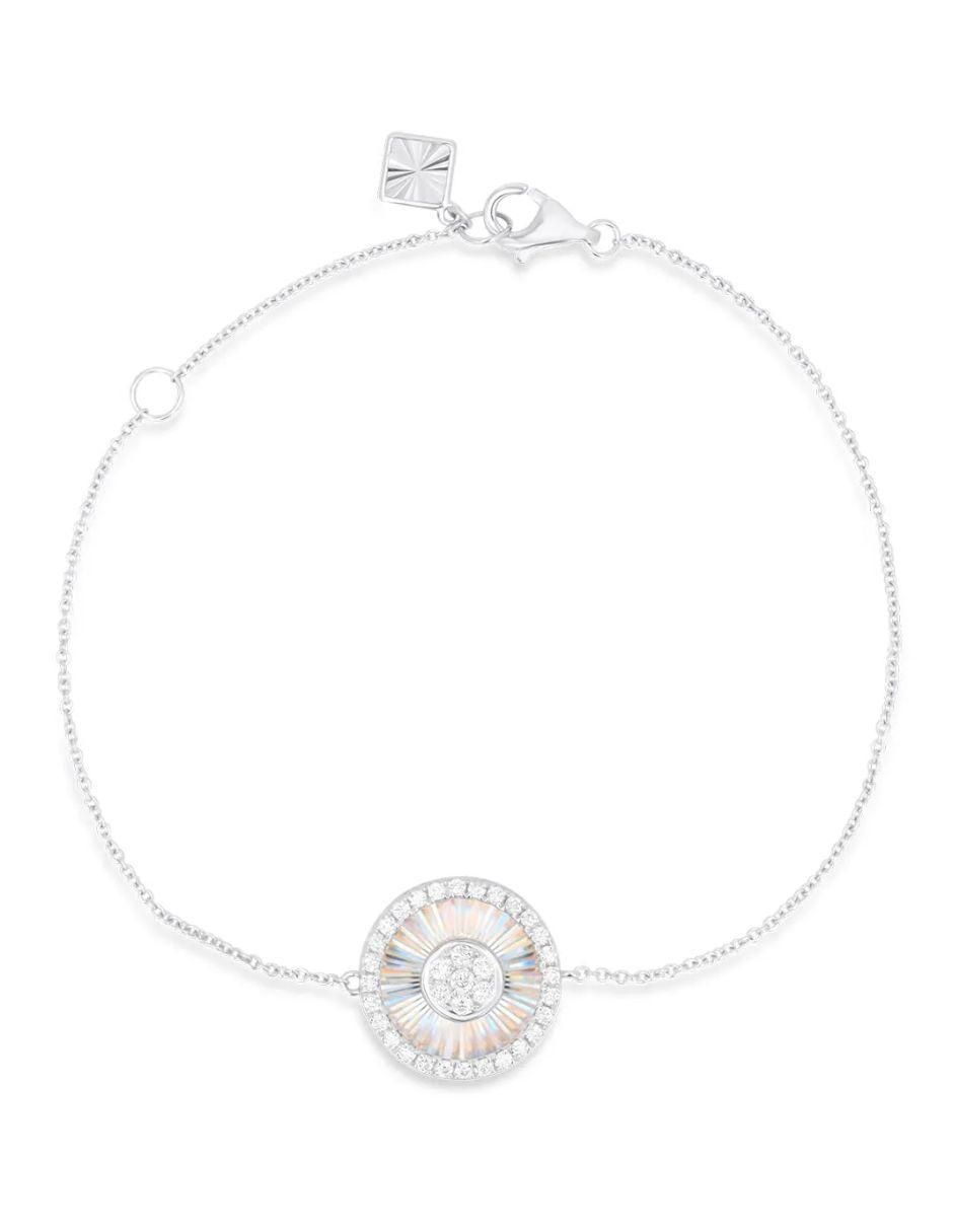 Pulsera de oro blanco con diamante 14 k con acabado brillante