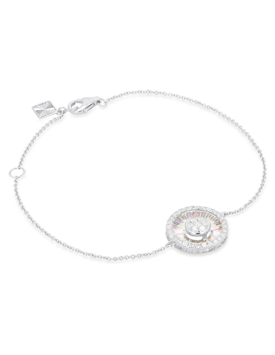 Pulsera de oro blanco con diamante 14 k con acabado brillante 4