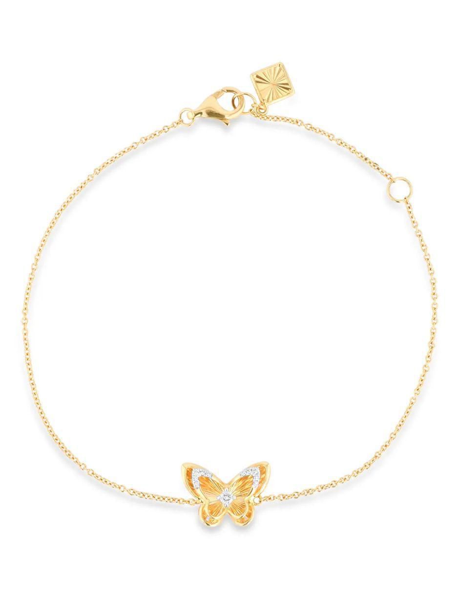 Pulsera de oro amarillo con diamante 14 K acabado brillante Pulsera de oro amarillo con diamante 14 K acabado brillante