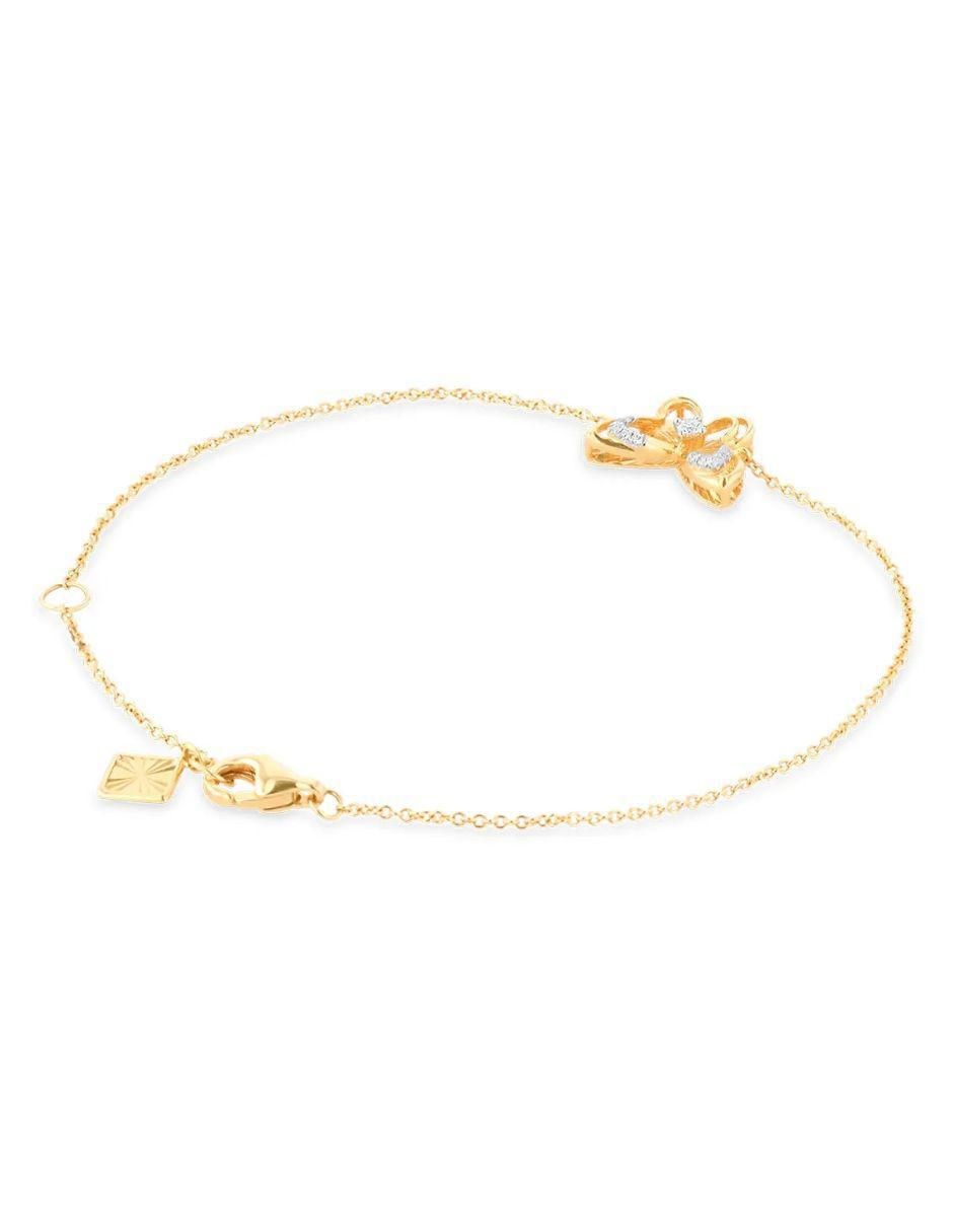 Pulsera de oro amarillo con diamante 14 K acabado brillante 3