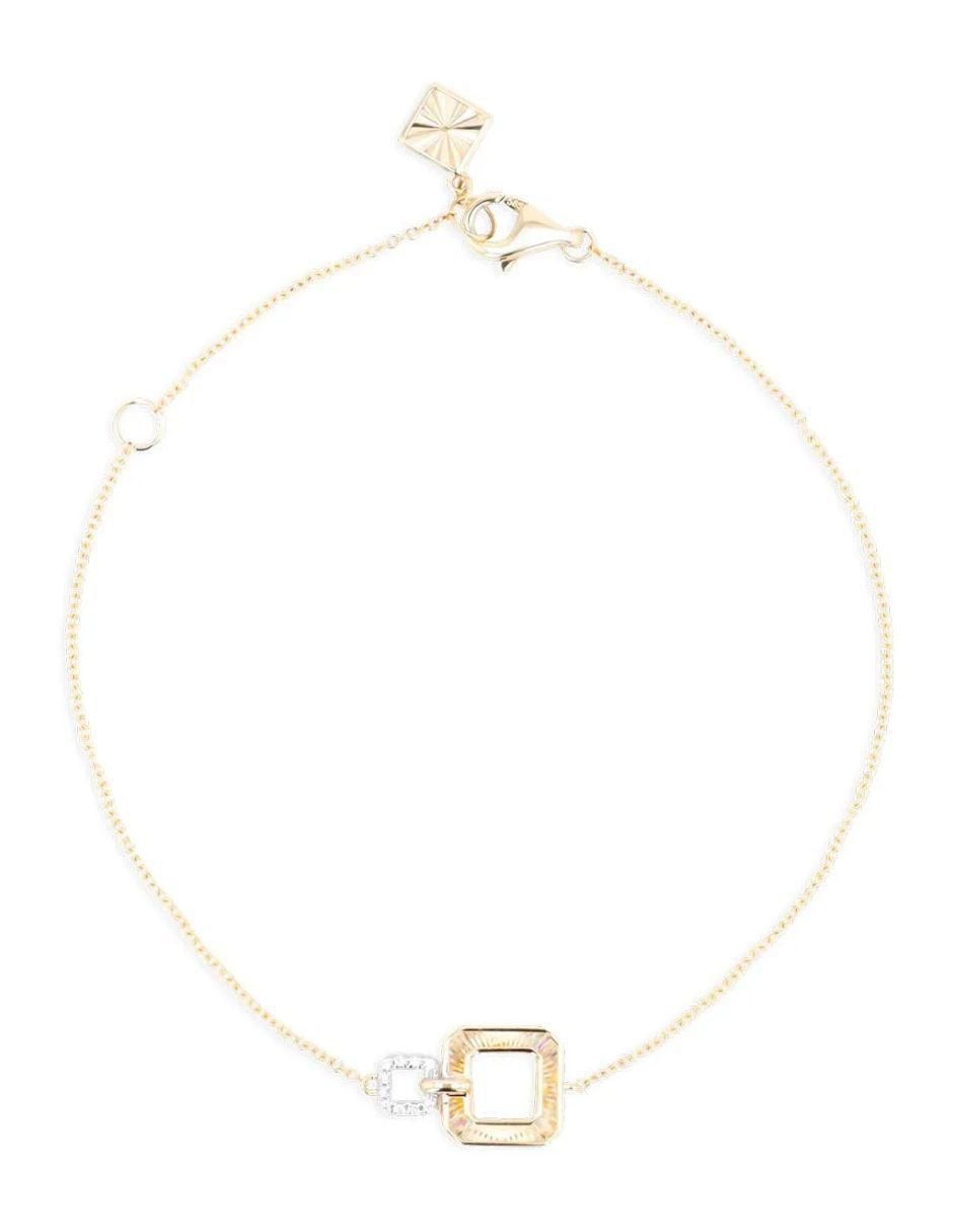 Pulsera de oro amarillo con diamante 14 k con acabado brillante