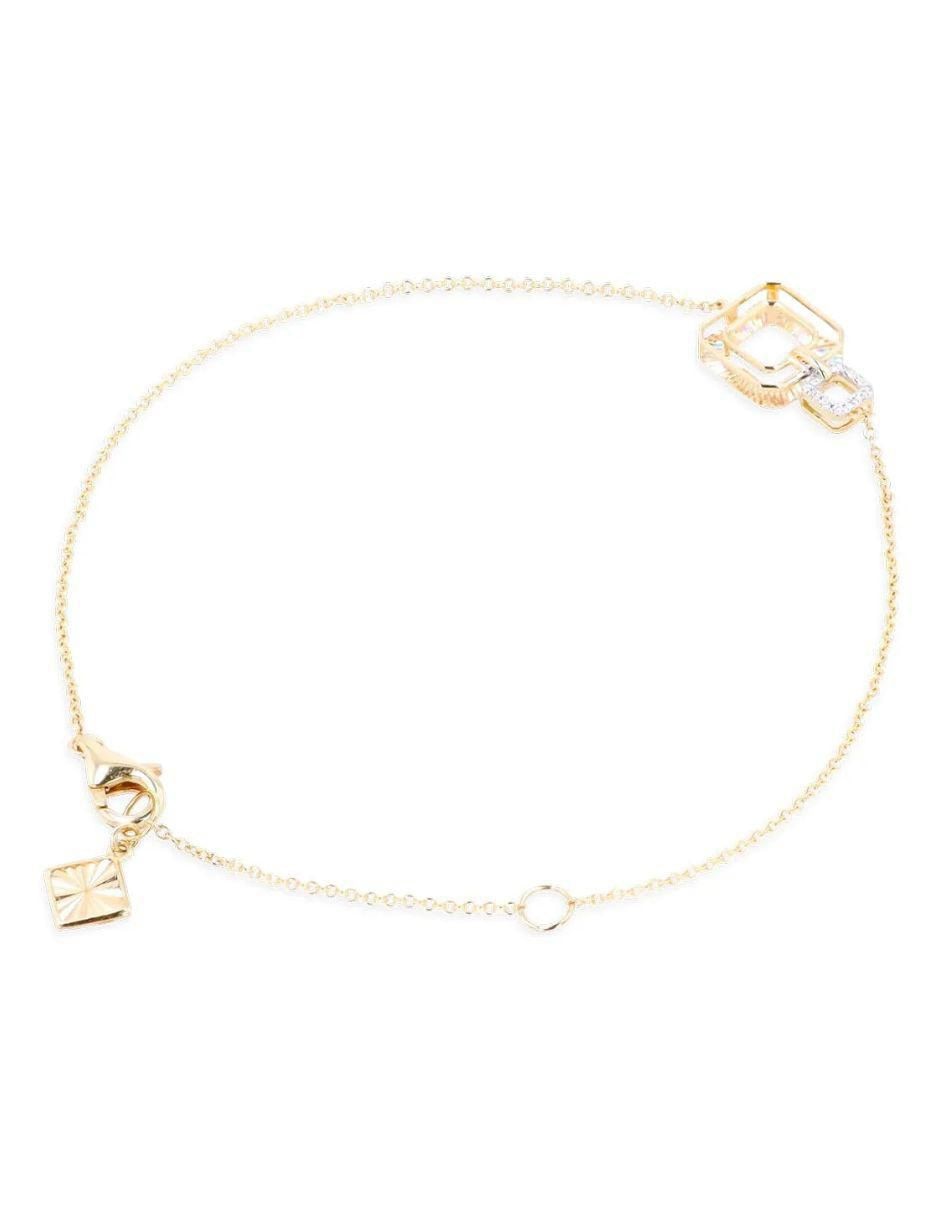 Pulsera de oro amarillo con diamante 14 k con acabado brillante 3