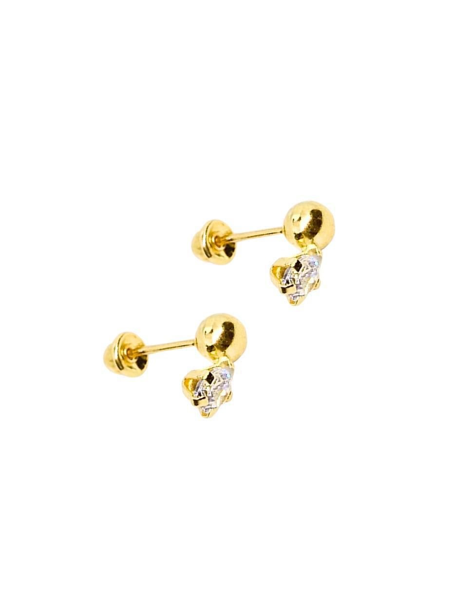 Broqueles de esfera de oro 14 K con acabado pavé 2
