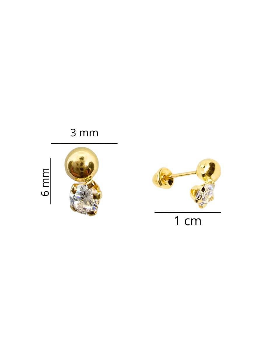 Broqueles de esfera de oro 14 K con acabado pavé 4