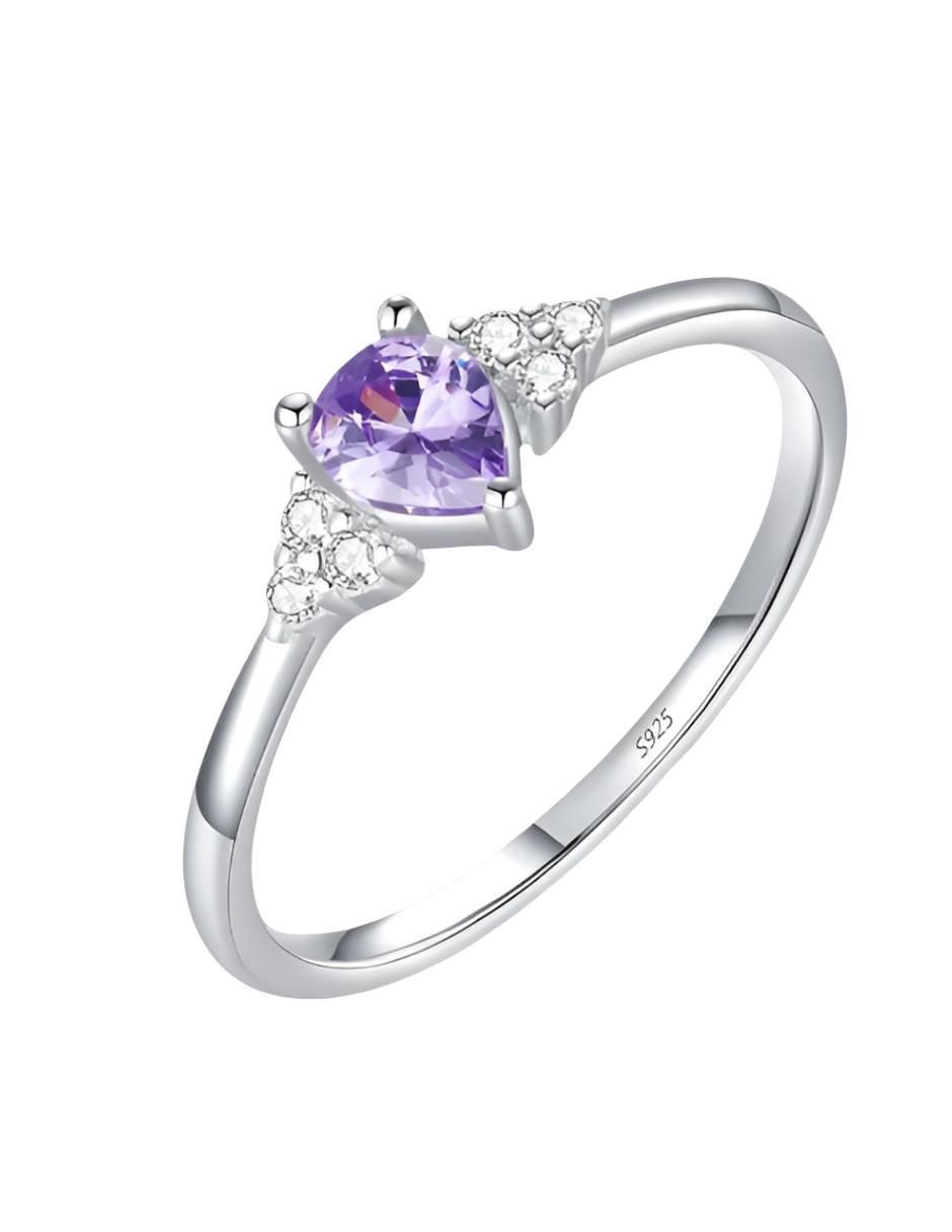 Anillo de compromiso de plata P 925 amatista Anillo de compromiso de plata P 925 amatista