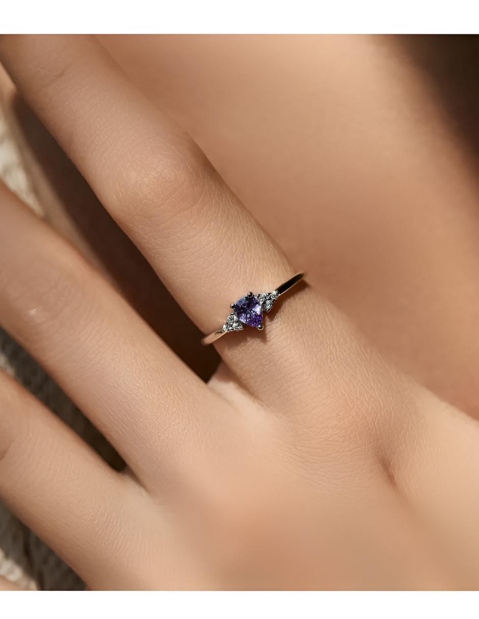 Anillo de compromiso de plata P 925 amatista