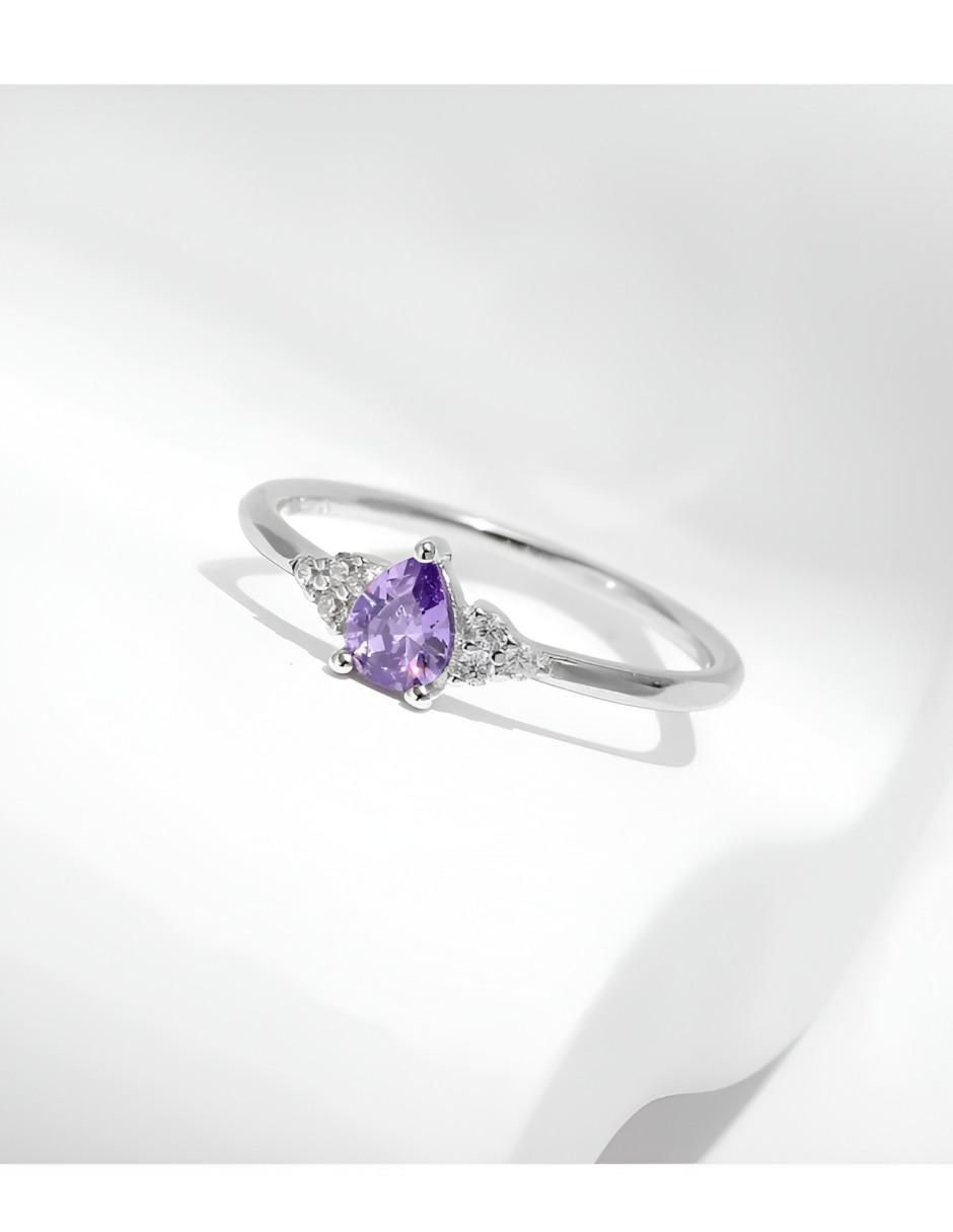 Anillo de compromiso de plata P 925 amatista