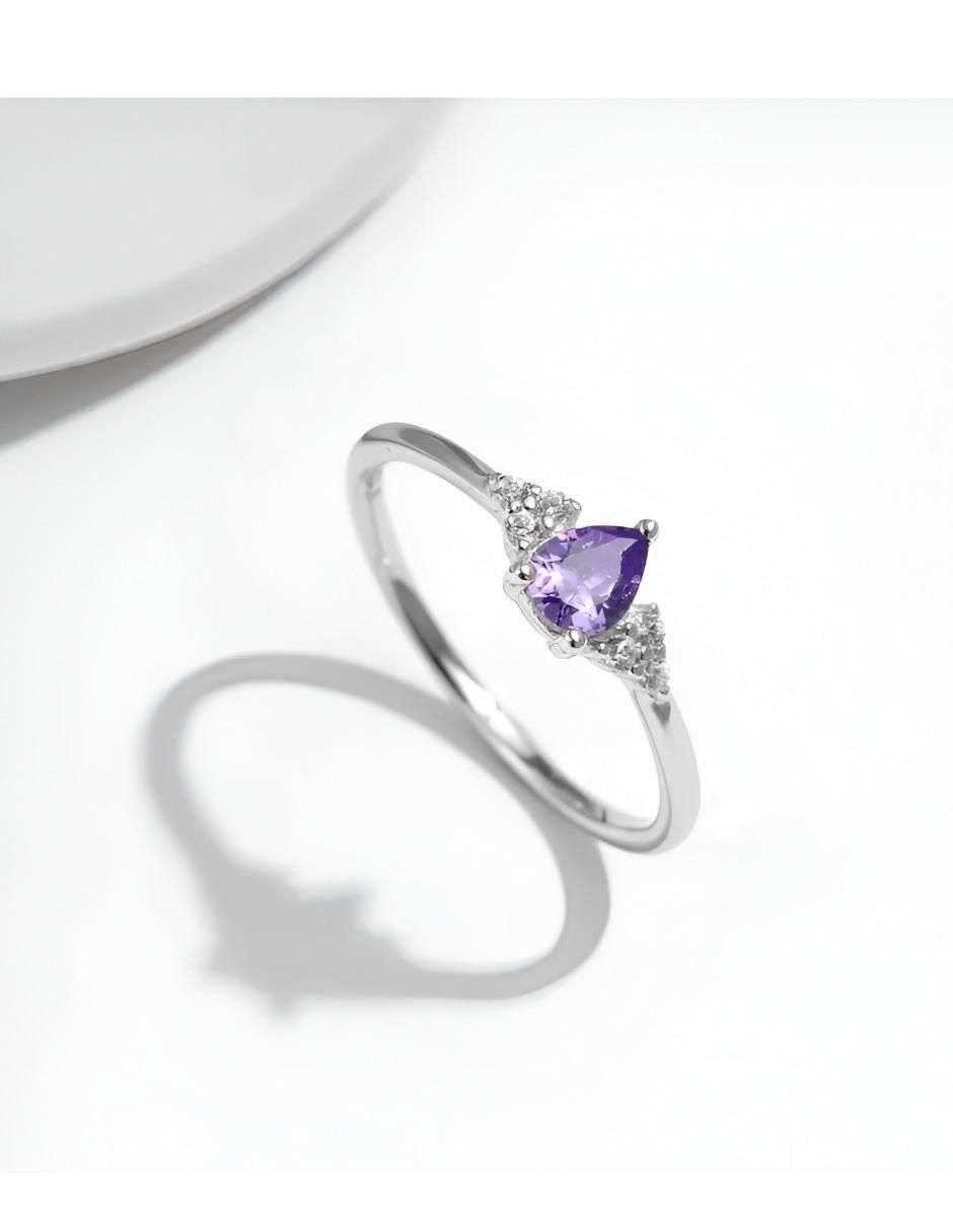 Anillo de compromiso de plata P 925 amatista