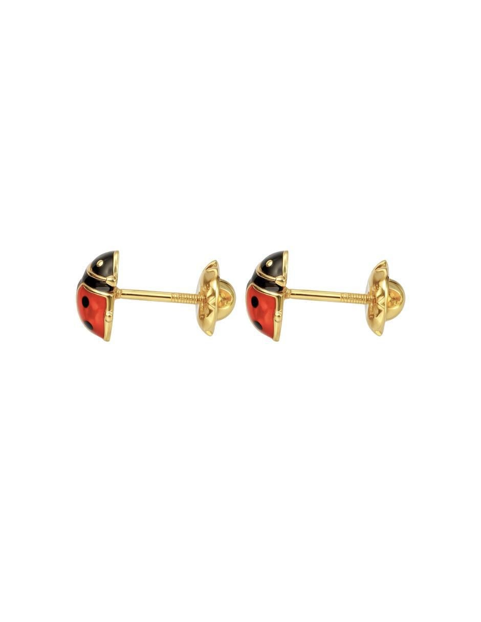 Broqueles de catarina de oro 14 K con acabado esmaltado 2