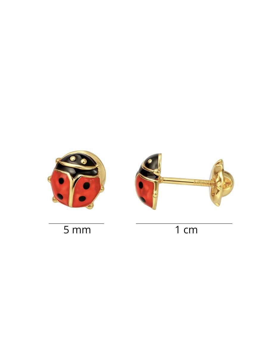 Broqueles de catarina de oro 14 K con acabado esmaltado 4