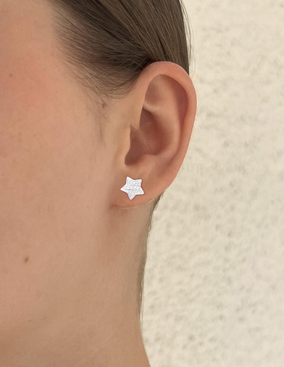 Aretes de estrella de plata P 925 con acabado pulido 5