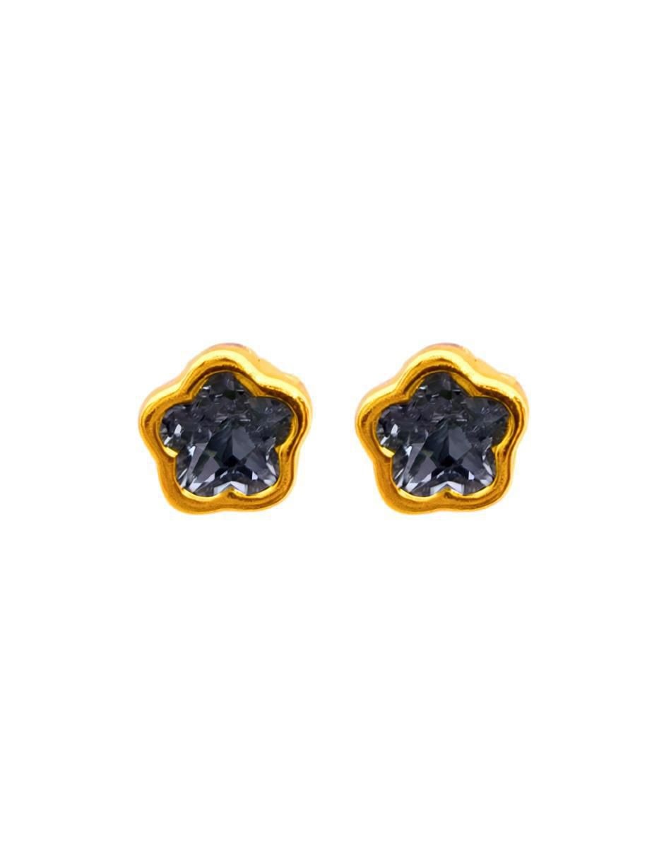 Broqueles de flor de oro 10 K con acabado pavé Broqueles de flor de oro 10 K con acabado pavé